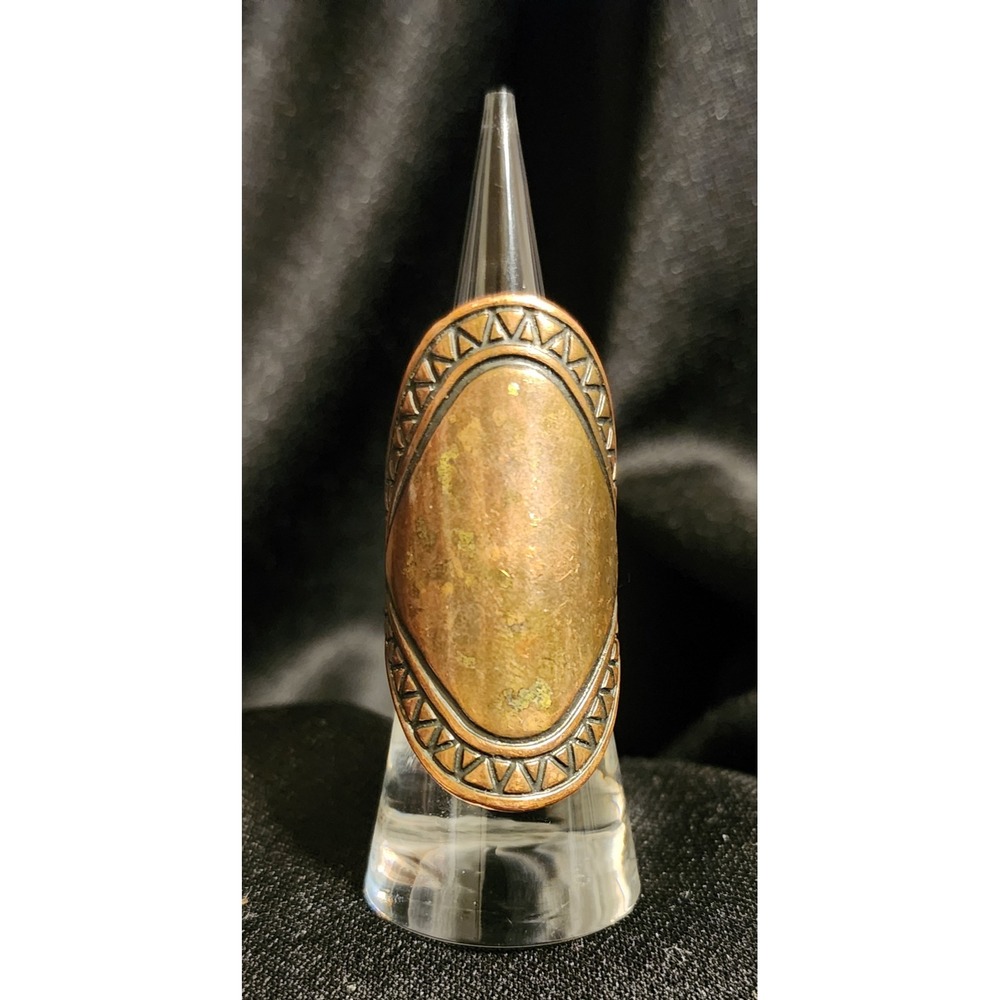 VTG Style Copper Tone Geometric Shield Statement Ring Size 6.25 Boho Oval